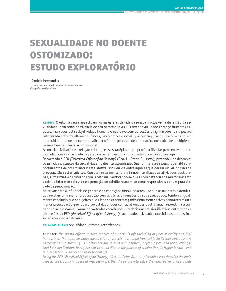 Sexualidade no doente ostomizado: estudo exploratório