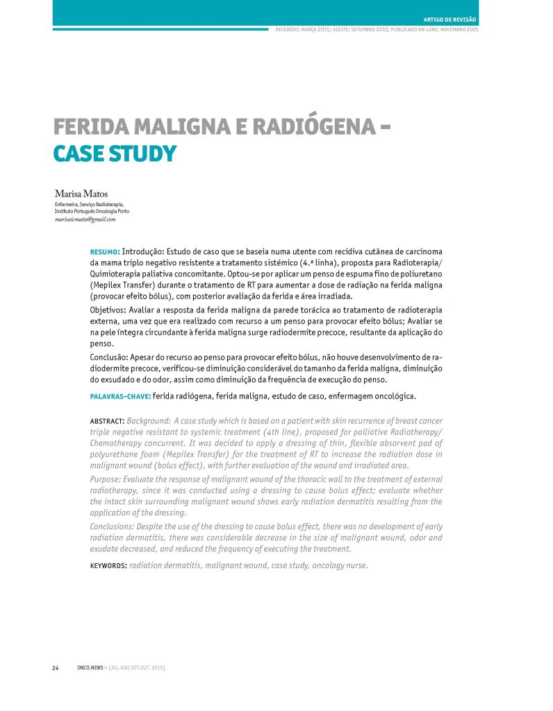 Ferida maligna e radiógena - case study
