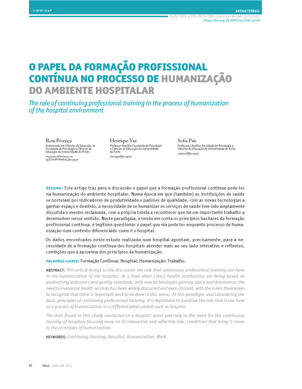 Papel da formação profissional contínua no processo de humanização do ambiente hospitalar
